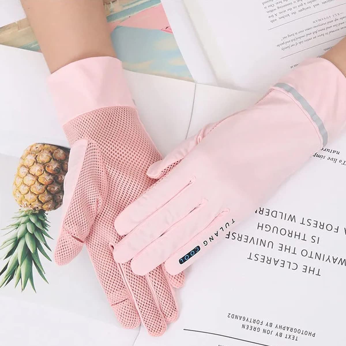 PALAY Silk Hand Gloves for Women with UPF 50 Sun Protection and Open Fingertip Design | 23cm Length