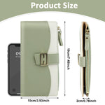 PALAY Women Purse with 11 Card Slots and Snap Button Closure | Mint Green PU Bifold Wallet 19x9.5cm