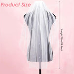 PALAY Bridal Veil for Brides featuring White Short Design with Pearl and Rhinestone Detail