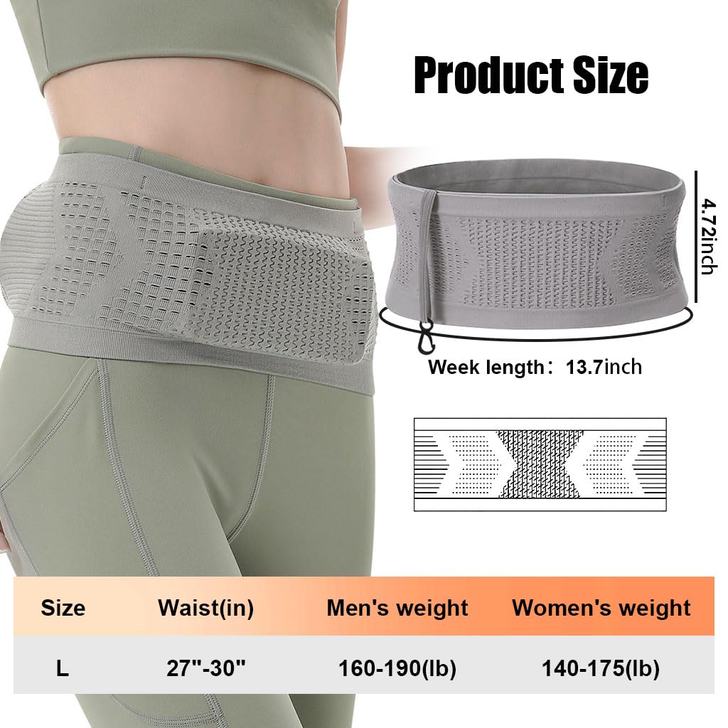 PALAY Running Belt Bag for Workouts featuring 360° Open Pocket and Elastic Hook | Grey