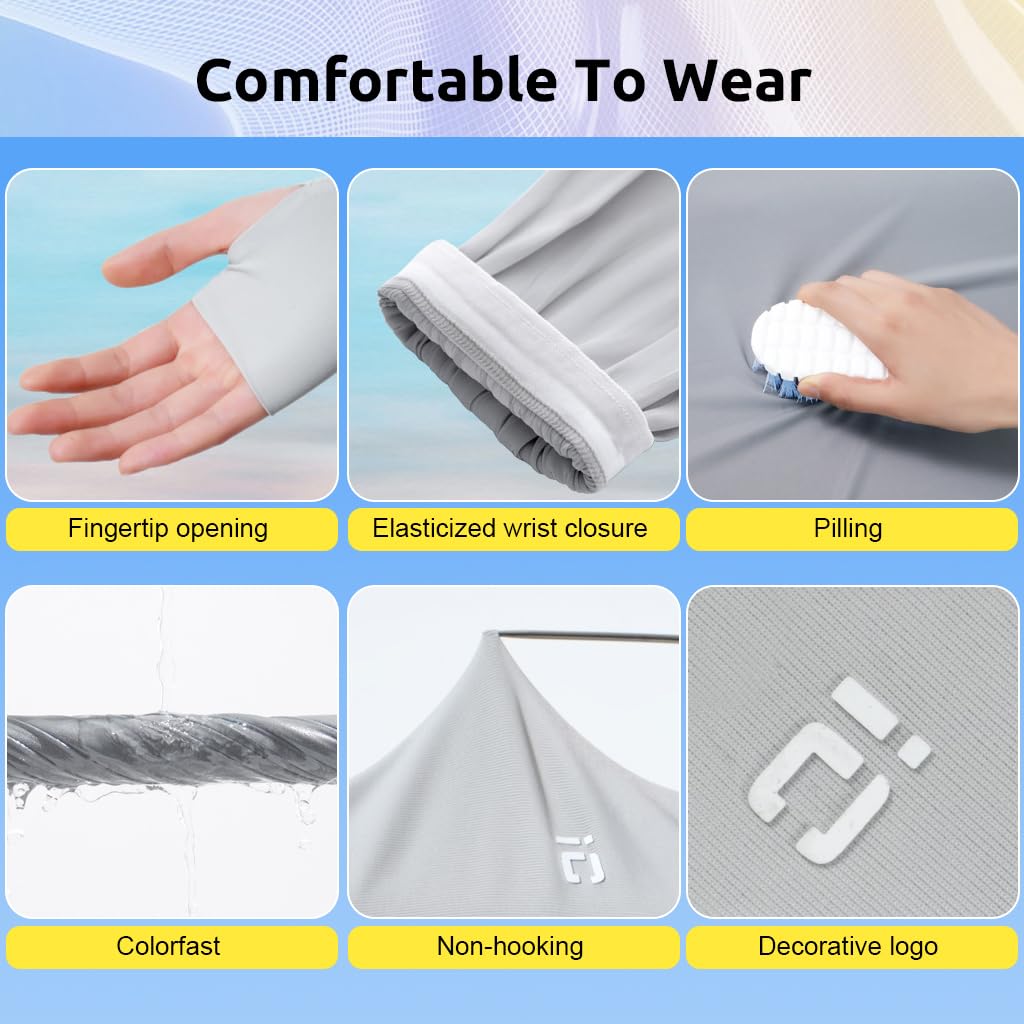 PALAY Arm Sleeves for Summer with Hand Protection UPF 50+ Nylon Cool Silk | Driving and Cycling