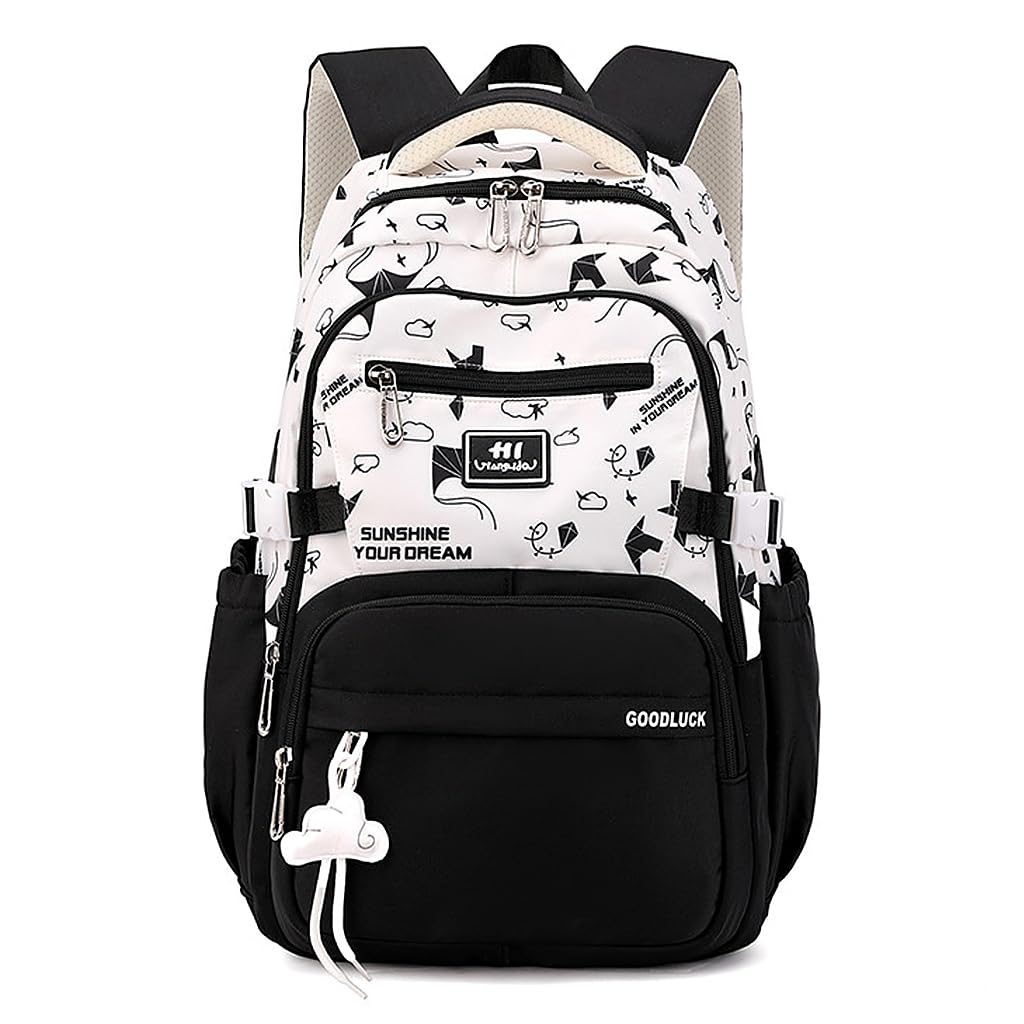 PALAY School Backpack for Girls with Multi Compartments and Padded Straps Blue Plaid Design