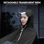 PALAY Oversized Rain Poncho for Riders with Clear Front Panel and Mirror Sleeves 124cm
