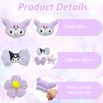 PALAY® 8Pcs Kawaii Hair Clips for Girls Cute Kuromi Hair Barrettes for Girls 8 Designs Kawaii Girls Hair Clips Plush Kuromi Hair Clips Flower Clips for Girls