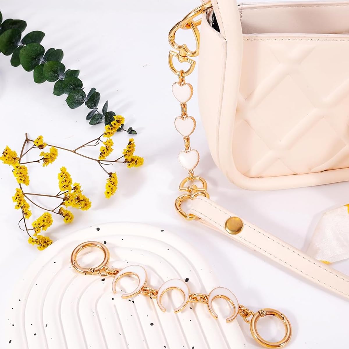 PALAY Bag Straps for Sling Bags and Purses featuring 6.1 in Extenders with Lobster Clasps | Alloy Gold Chain Accessories