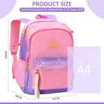 PALAY Large Gradient Purple Fashion Backpack for School Girls 6–12 with Padded Straps and 32×18×44 cm Multi‑Layer Design