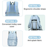 PALAY Fashion Backpack for Students with Multi Pouches and Padded Straps | Blue Nylon 2 PCS
