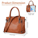 PALAY® Women Tote Bag Fashion PU Leather Handbag Shoulder Bag with Removable Shoulder Strap Large Tote Bag Shoulder Bag Vintage Brown PU Leather Tote Bag for Women