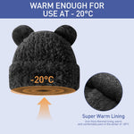 PALAY Winter Hat for Women with Bear Ear Design and Fleece Lining | Black 55–59 cm Fit