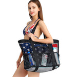 PALAY Beach Tote Bag for Travel and Swimming with Multi Pockets 32×11×32cm Mesh Design | Black