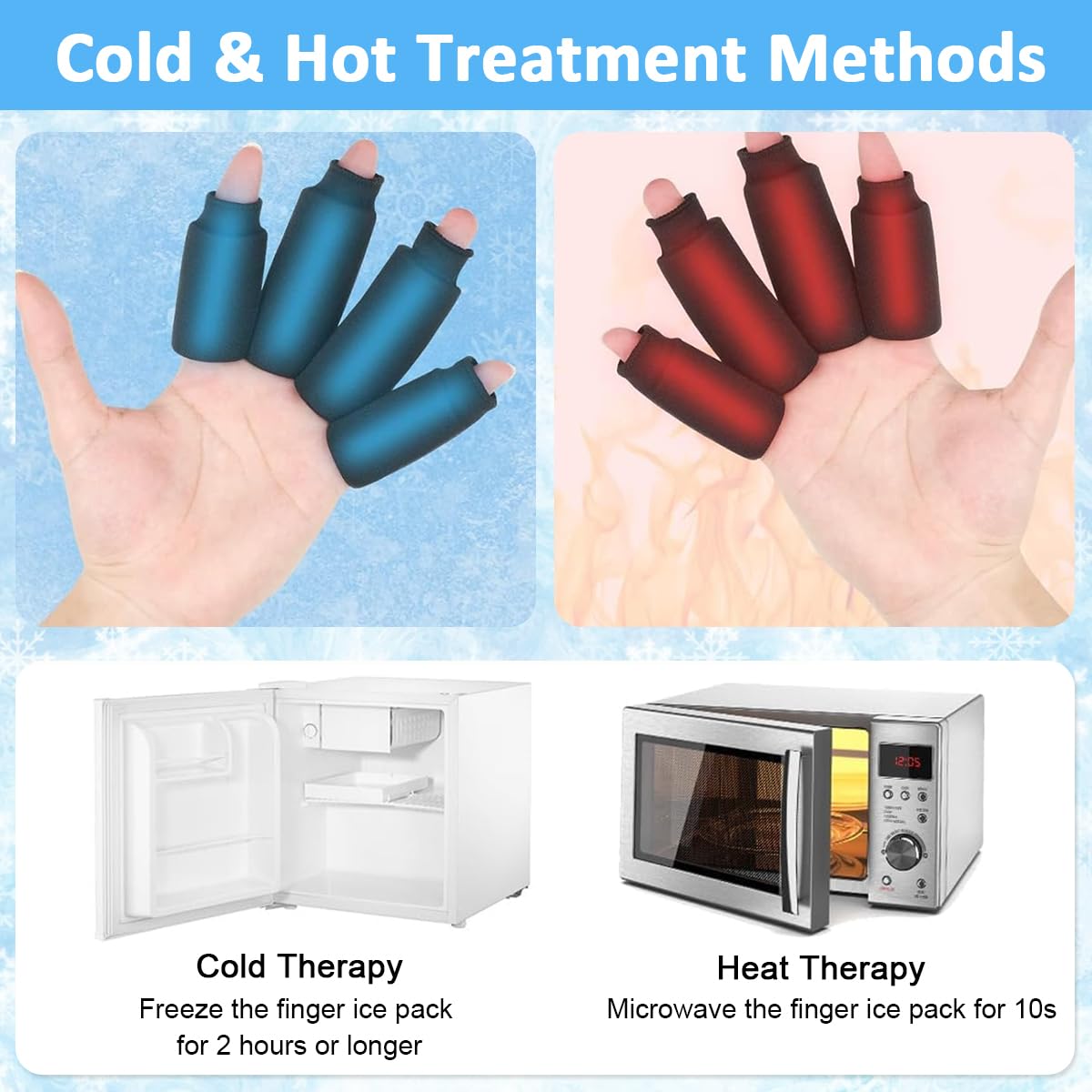 HANNEA® 4 Piezas de Mangas de Dedo Refrescantes, Protección de Dedos, Guantes de Apoyo con Gel para Alivio del Dolor por Artritis, Tendinitis, Dedo Gatillo, Hinchazón, Nudillos Doloridos