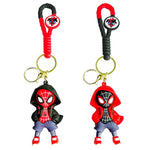 PALAY® 2 Pcs Cartoon Keychain Keyring Fashion Couple KeychainsMiles Spider Man Silicone Keychain Metal Keyring Backpack Charm Bag Charm Pendent