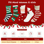 PALAY® 5 Pairs Christmas Women Socks Floor Socks for Girls Women Soft Coral Velvet Socks Winter Warm Socks Classic Christmas Socks Floor Socks Christmas Gift for Women