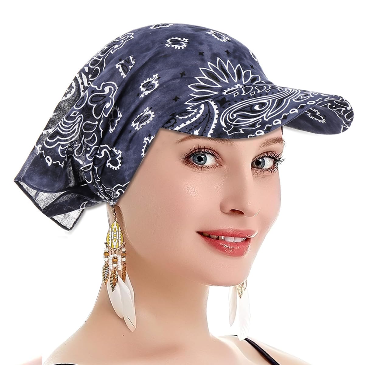 PALAY Beach Hat for Women with Silk Head Wrap and Breathable Square Scarf Cap | Summer Sun Protection