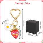 PALAY Strawberry Bag Charms Keychain for Handbags with Heart Carabiner and Flower Accent | 2 Pcs Gift Set for Women and Girls