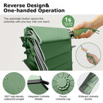 PALAY Auto 3 Fold Large Umbrella for Travel with 50in Canopy and 10 Dual Ribs | Green UV Shield