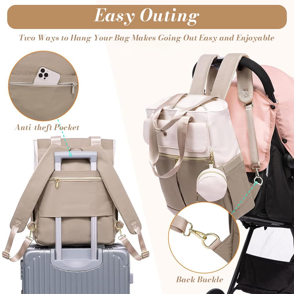 PALAY Diaper Bag Backpack for Travel with Waterproof Changing Pad and Multi Compartments | Comfortable Padded Straps for Mothers