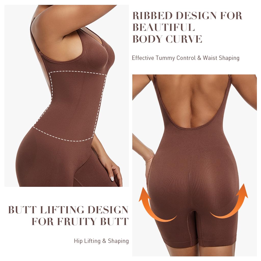 PALAY Backless Shapewear Bodysuit for Women with Tummy Control and Seamless Nylon Fabric