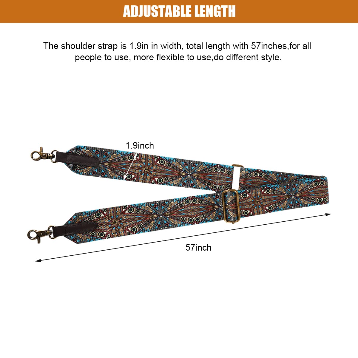 PALAY Purse Strap Replacement for Handbag and Travel Bag with 59in Adjustable Canvas Width 1.9in featuring Retro Tone Metal Clip Closure | Stylish Shoulder Sling