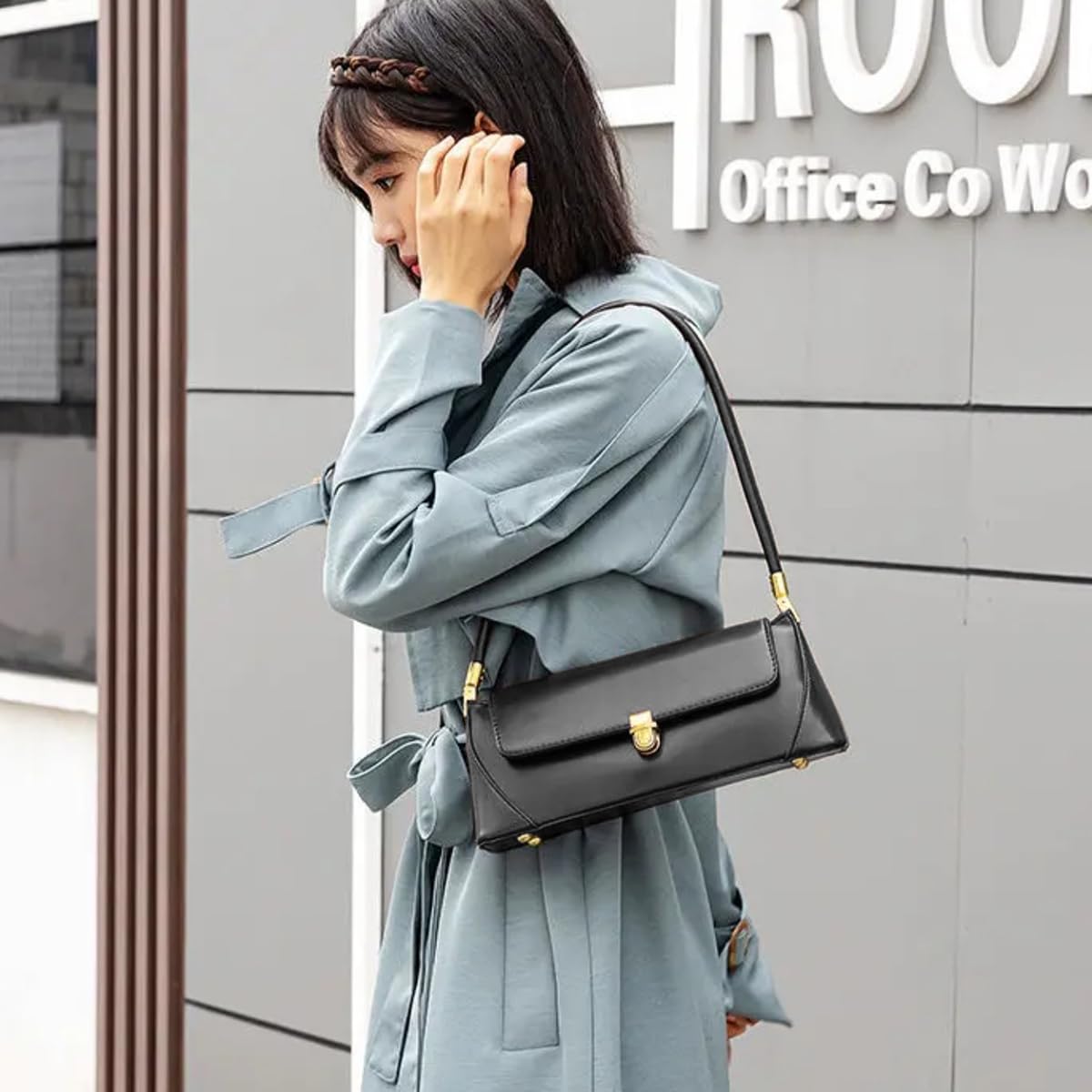 PALAY Women Handbag for Any Occasion with Metal Snap Buckle and PU Leather Design