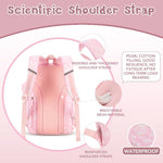 PALAY® School Backpack for Girls Cute Pink Cartoon Print Backpack Schoolgirls Travel Backpack 15.6 inches Waterproof Oxford Cloth Multi Compartment Backpack Birthday Gift Christmas Gift for Girls