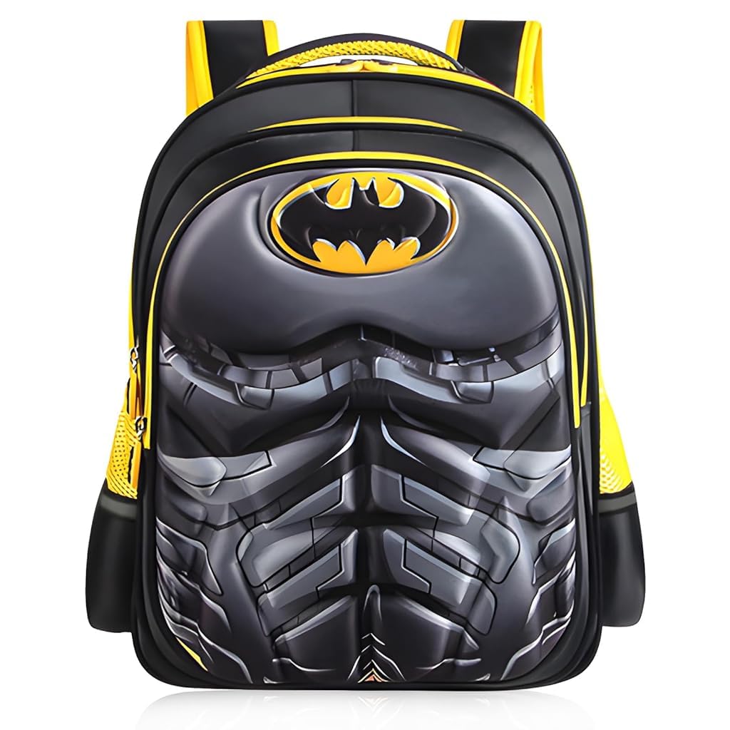 PALAY® School Kids Backpack 3D Cartoon Batman Print Hard Shell Backpack Lightweight School Backpack Padded Shoulder Strap And Lift Handle Waterproof School Backpack School Gift for Kids 6-10 Years Old