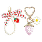 PALAY Strawberry Keychain for Girls featuring Heart Shape Carabiner and Acrylic Beads | 2Pcs Bag Charm Gift