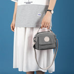 PALAY Hand Bag for Women with 21x10x18cm Size and Three Zippered Compartments | Grey Nylon Shoulder and Sling Style