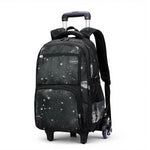 PALAY Starry Sky 6-Wheel Trolley School Backpack with Detachable Trolley