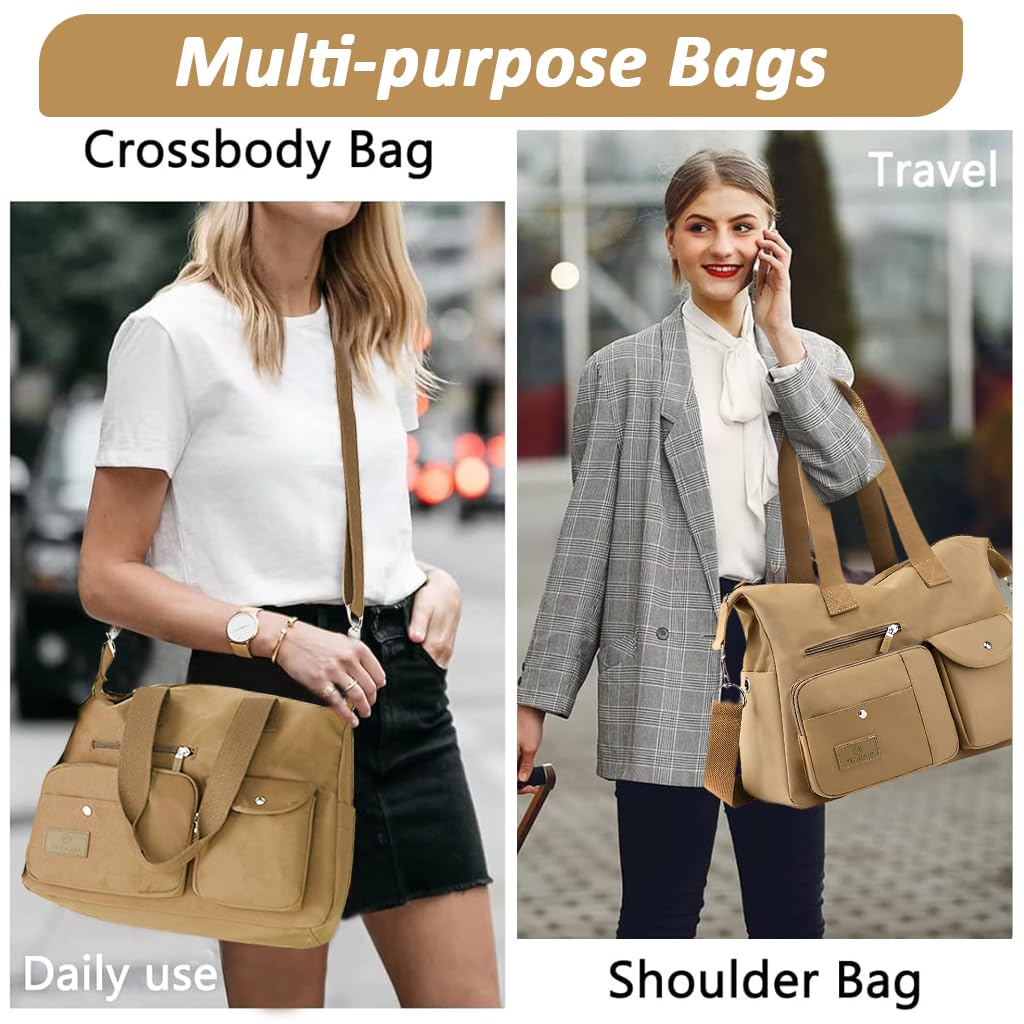 PALAY® Travel Handbags for Women, Casual Shoulder Bag Women Hand Bag Fashion Nylon Hand Bag with Removable Shoulder Strap Women Tote Bag Crossbody Bag Lightweight Tote Bag for Travel, 38x20x31cm