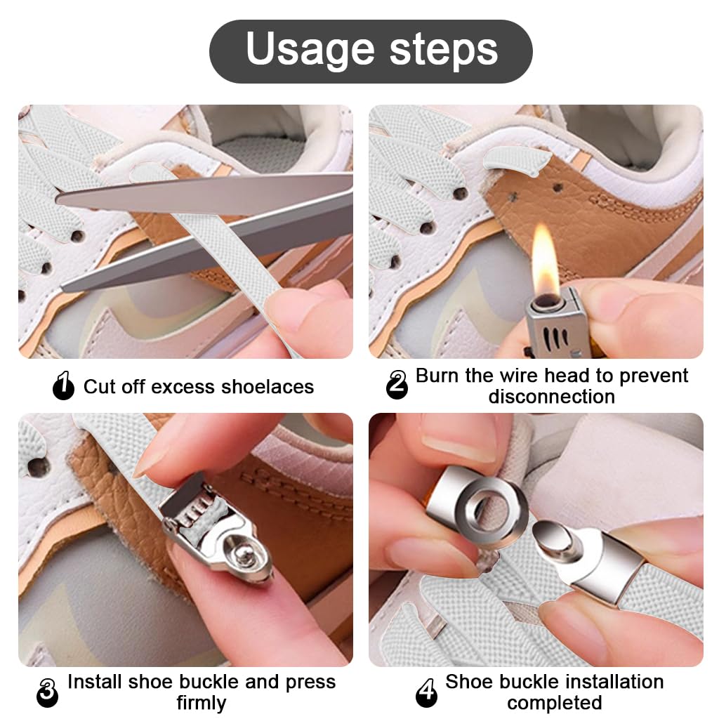 PALAY No Tie Shoelaces for Kids featuring Twistlock Metal Buckles and Elastic Nylon | Black and White 2 Pairs