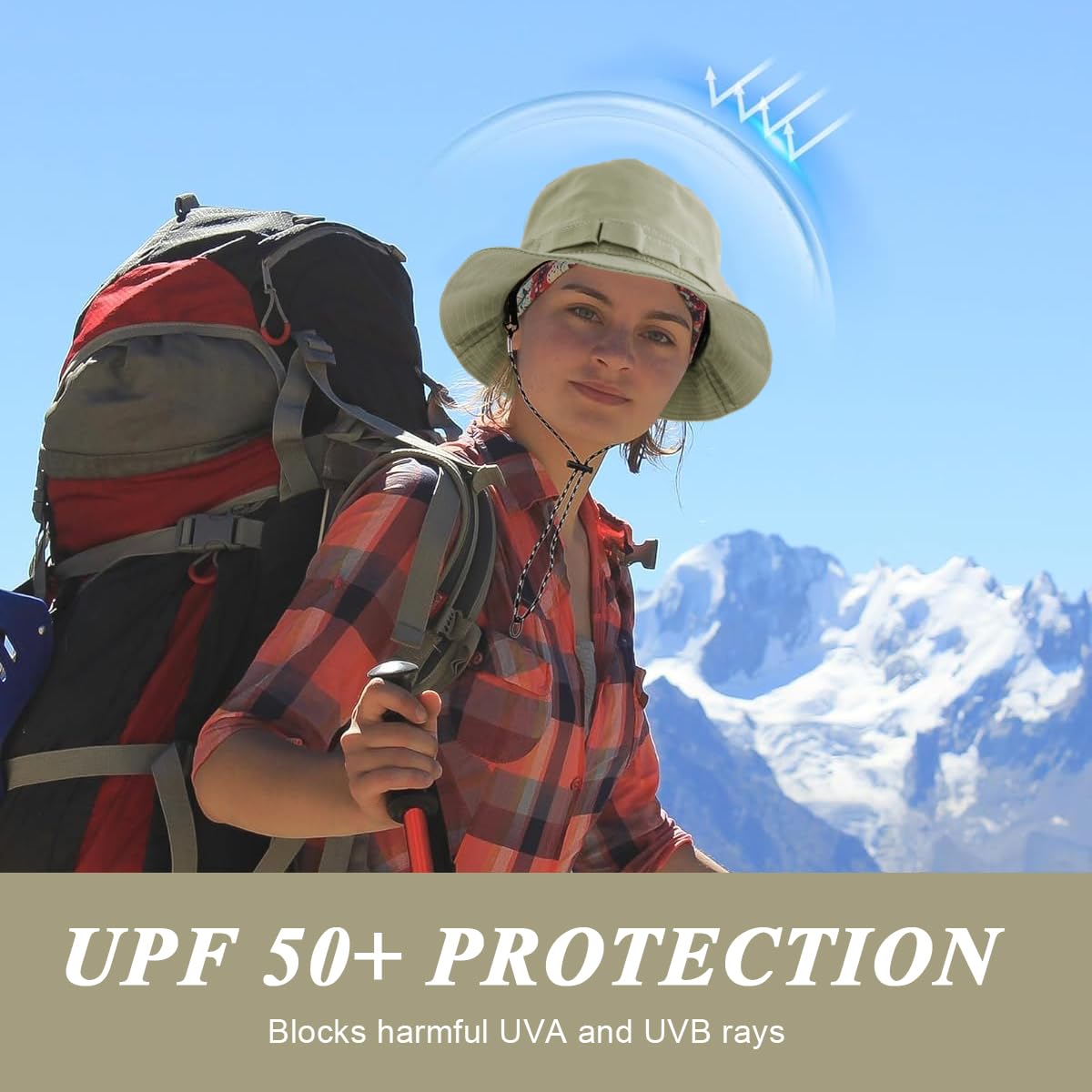 PALAY® Fashion Bucket Har Wide Brim Bucket Hat with Chin Strap Lightweight Quick Dry Camping Sun Hat Travel Bucket Hat Unisex Bucket Hat for Women Men