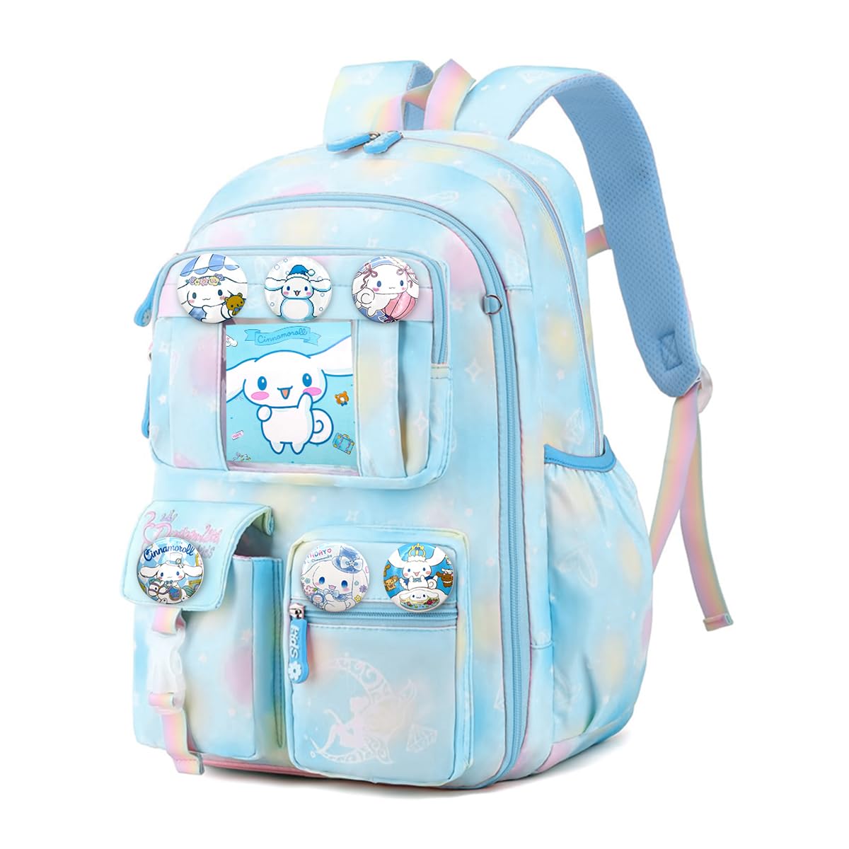 PALAY School Bag for Girls with 6 Badges and Ergonomic Support | Waterproof Nylon Backpack