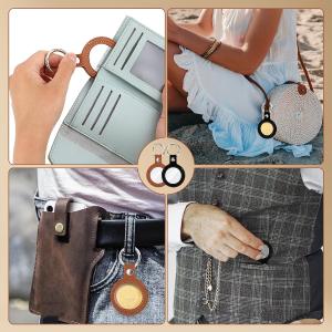 PALAY® 2Pcs Coin Holder Keyring 40mm Dia PU Token Coin Holder Keyring Creative Token Currency Collectiable Luck Coin Holder Keyring Couple Gift Keyring Key Organizer