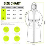 PALAY® Women Rainwear, Women Long Waterproof Raincoat, EVA Hooded Rain Coat for Women with Wide Brim Hood Detachable Clear Face Cover, Zip & Buttons Riding Outdoor Windproof Raincoats (Length 129CM)