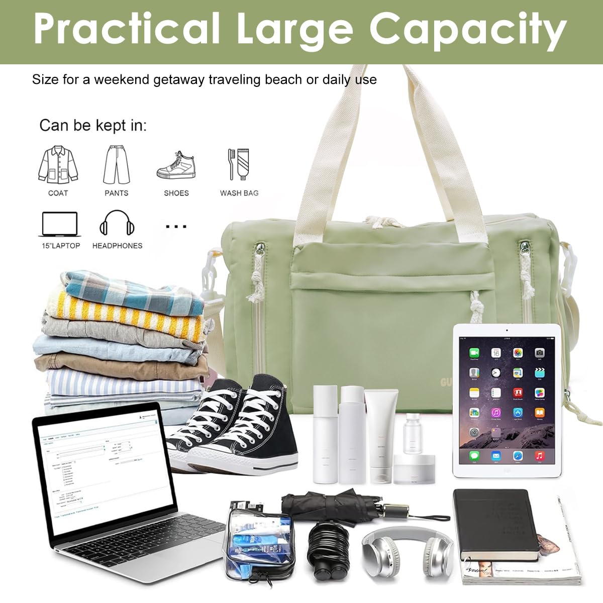 PALAY Travel Duffle Bag for Women with Shoe Compartment and Multi Pockets | Corduroy Tote