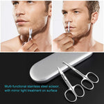 PALAY® Tijeras de Bello Facial Curvo y Redondeado para Hombres y Mujer, Tijeras para Cortar El Pelo de La Nariz, de La Barba, para Orejas, Nariz con La Tijera Chata Acero Inoxidable Profesional