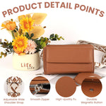 PALAY Women Crossbody Phone Bag with Double Security Zipper and Magnetic Snap | PU Leather Compact 19.5×12×5 cm Sling for Travel and Daily Use