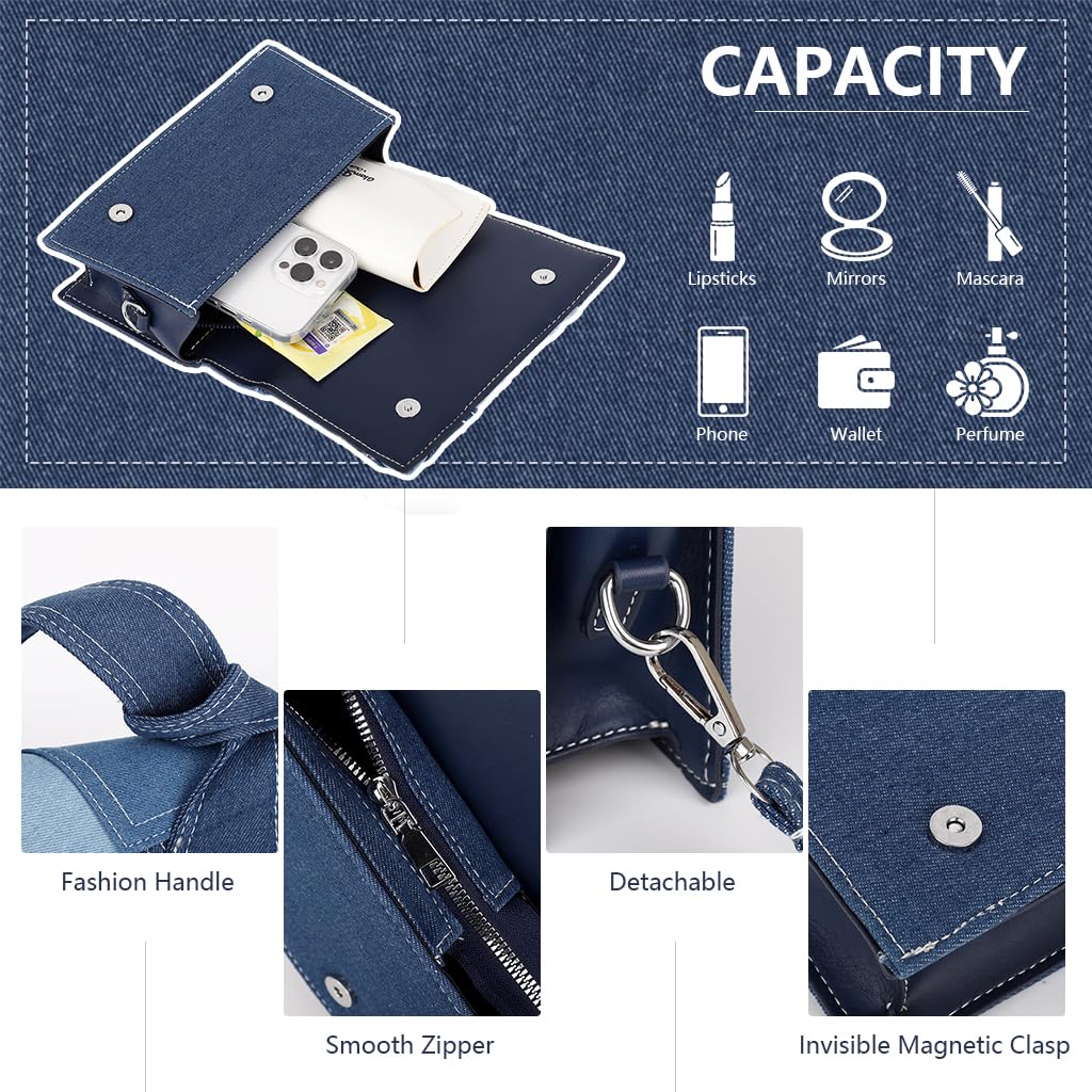 PALAY Crossbody Bags for Women with Patchwork Denim and Top Handle | Casual Shoulder Purse