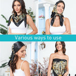 PALAY Silk Scarf for Women 3Pcs 35x35in Set with Satin Fabric and Fashion Prints | Gift Idea