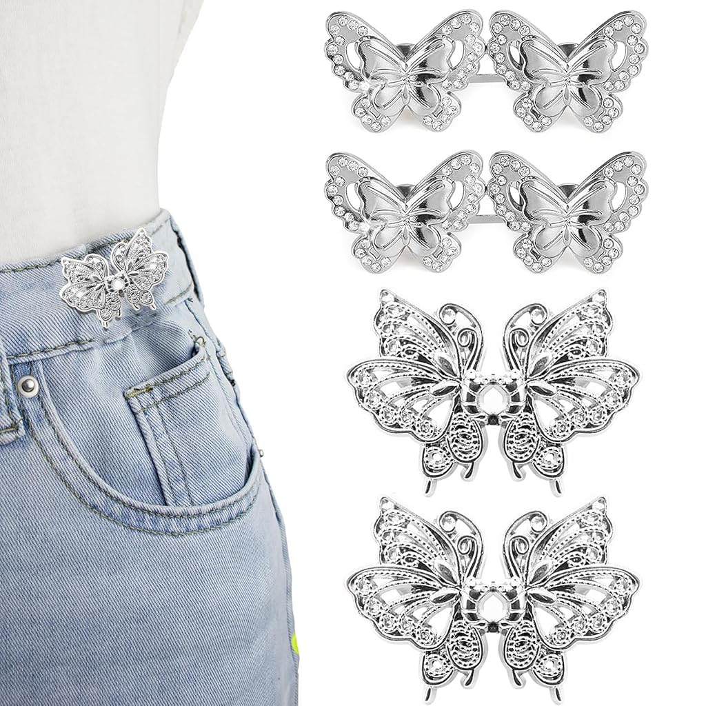 PALAY® Pant Waist Tightener, Butterfly Jeans Buttons for Loose Jeans, Adjustable & Detachable Waist Tightener for Jeans