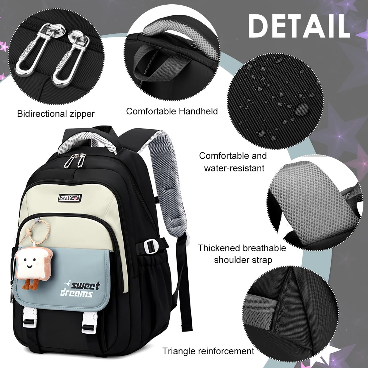 PALAY School Backpack for Students with 3 Zip Compartments and Padded Shoulder Straps | Khaki Casual Style