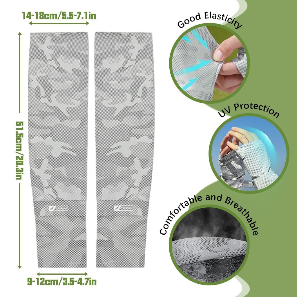 PALAY Hand Gloves for Sun Protection with Integrated Fingerless Sleeves and Cooling Nylon Ice Silk | 2 Pairs for Men and Women