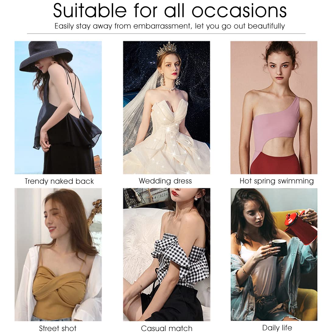 PALAY Nipple Covers for Evening and Party Dress with 4 Pairs 6.5cm Reusable Silicone Pads | Breathable Invisible Adhesive Design