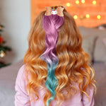 PALAY Unicorn Hair Extensions for Kids with Glitter Bows and Alligator Clips | 5Pcs Set