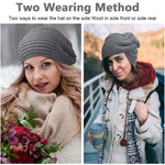 PALAY Womens Winter Turban Beanie Cap for Cold Weather with Crochet Design and Soft Acrylic Knit | Elegant Grey Hat Gift