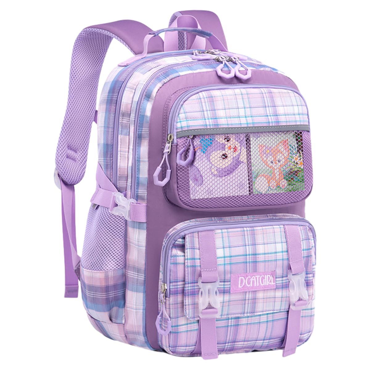 PALAY® School Bag for Girls Kids Stylish Waterproof Cartoon Design Girls School Bag Large Capacity School Backpack for Girls Gift School Bag for Girls (6-12 Years Old) - Purple
