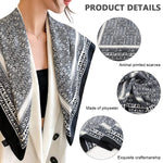 PALAY Silk Feel Satin Square Scarf for Women 35in | Green Print and Black for Hair Wrapping and DIY Crafts