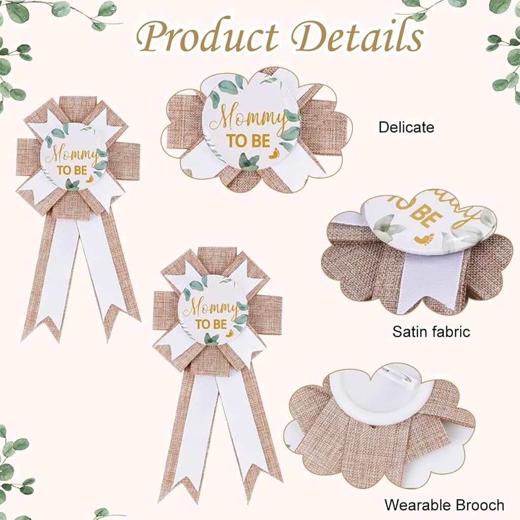 PALAY® Wallets for Women Stylish Neutral Burlap Mom to Be Sash Dad to Be Pin Baby Shower Decorations