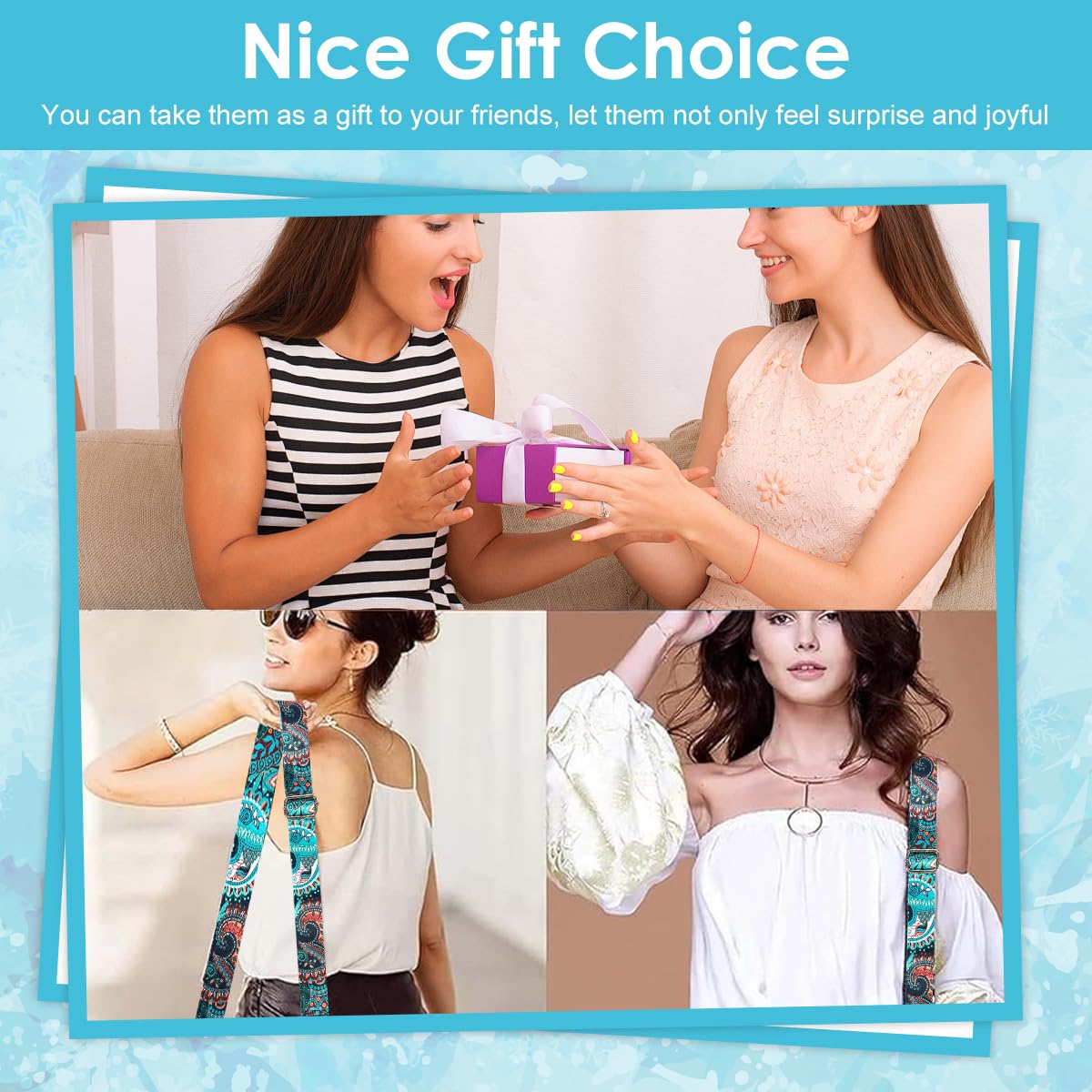 PALAY Crossbody Strap for Purses Adjustable 27–53 in with Metal Buckle & Embroidered Pattern | Nylon Cotton Replacement Handbag Strap